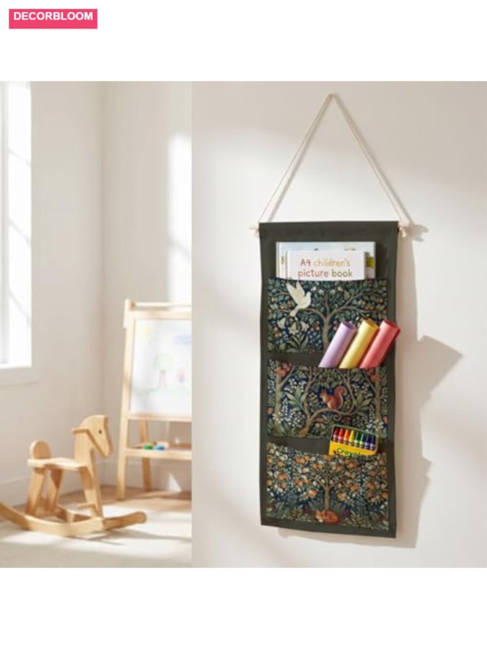 Canvas Wall Hanging Organizer with Pockets Woodland Animals Door Closet Storage - Picture 3 of 5